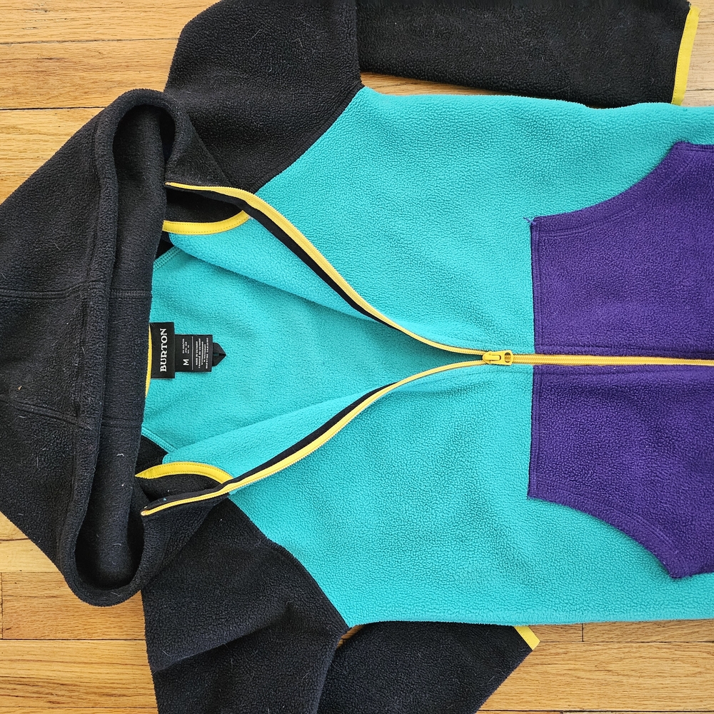 Burton Kids' Colorblock Fleece Hoodie - Teal, Black, and Purple